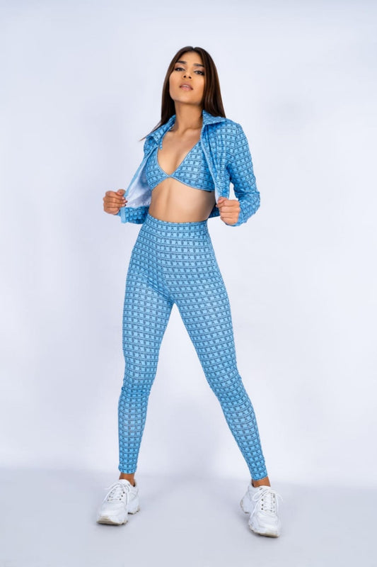 Blue Patterned Fitness Set
