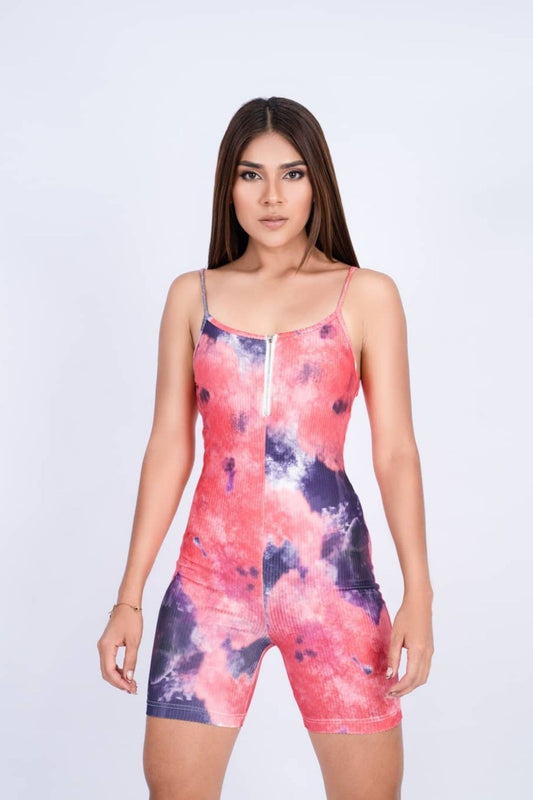 Pink and Purple Cloud Tie-Dye Romper