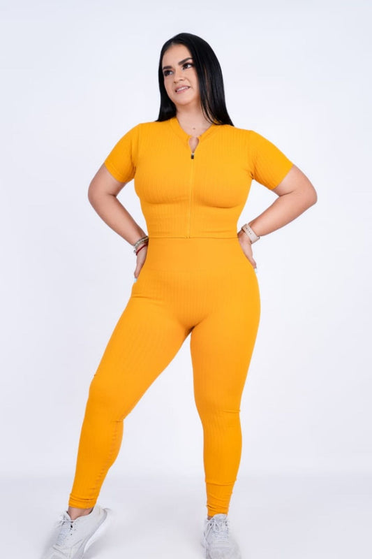 Zippered Ribbed Jumpsuit