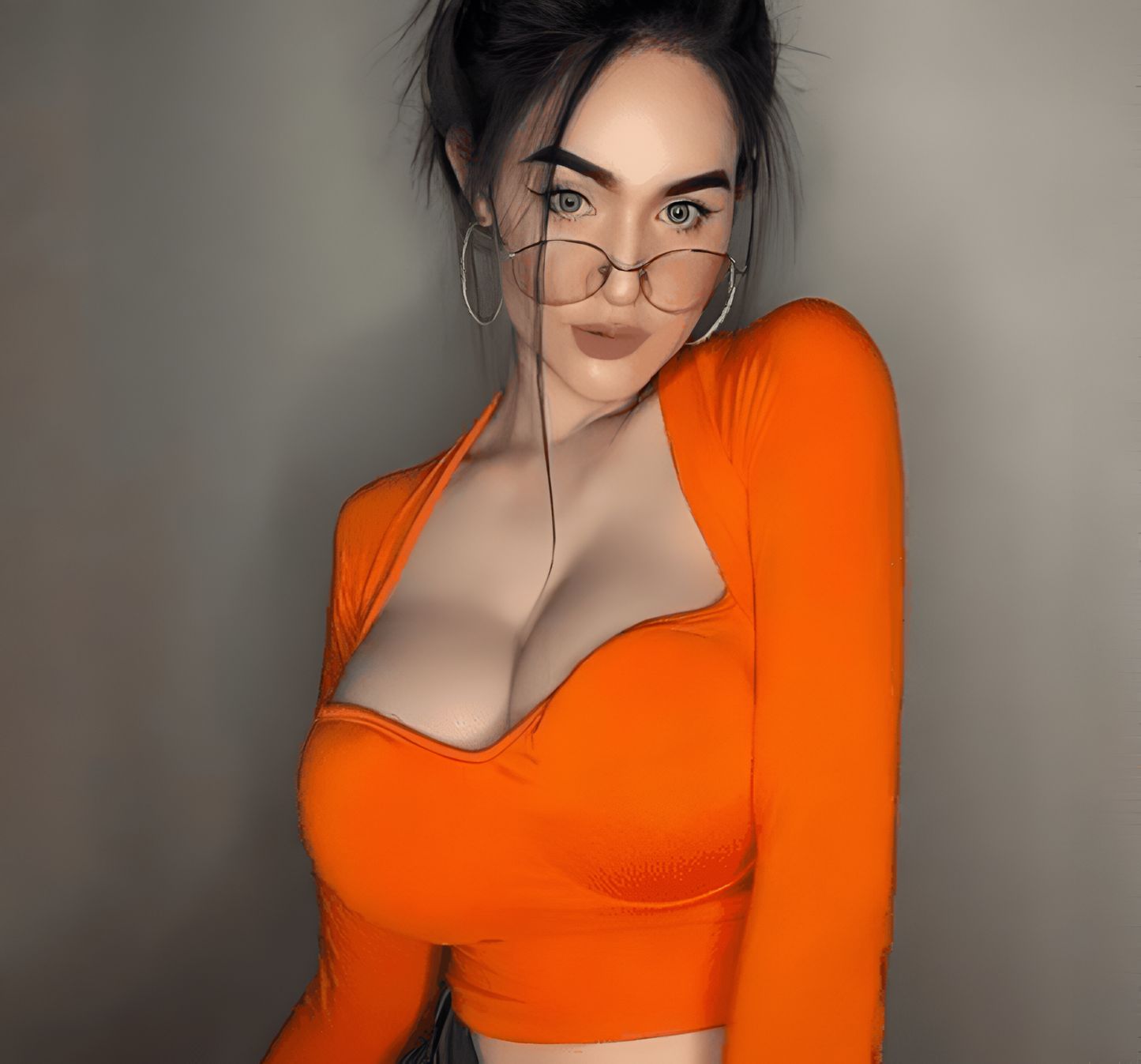 Top corto con escote tipo bustier y mangas largas en color lavanda